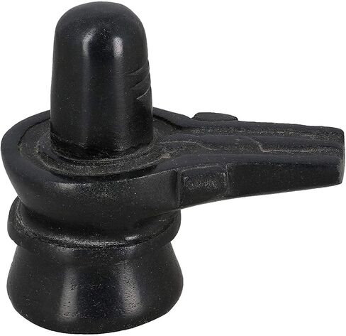 Khandekar Hindu God Shiva Lingam Statue for Puja, Black Stone Carving Small Shivling, Portable God Idol Perfect for Traveling, Home Decor - 2.3 inch, Black in Saudi Arabia