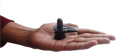 Khandekar Hindu God Shiva Lingam Statue for Puja, Black Stone Carving Small Shivling, Portable God Idol Perfect for Traveling, Home Decor - 2.3 inch, Black in Saudi Arabia