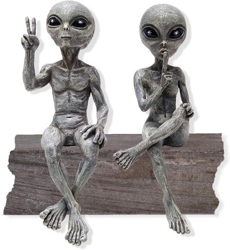 Alien Invasion Ledge Loungers “Peace & Quiet" 10″ H UFO Extraterrestrial Garden Alien Statues Figurine Set – Alien Gray in Saudi Arabia