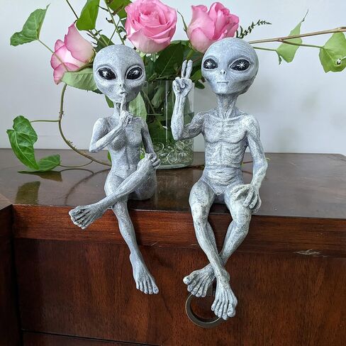 Alien Invasion Ledge Loungers “Peace & Quiet" 10″ H UFO Extraterrestrial Garden Alien Statues Figurine Set – Alien Gray in Saudi Arabia