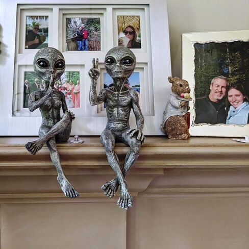 Alien Invasion Ledge Loungers “Peace & Quiet" 10″ H UFO Extraterrestrial Garden Alien Statues Figurine Set – Alien Gray in Saudi Arabia