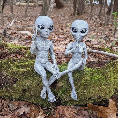 Alien Invasion Ledge Loungers “Peace & Quiet" 10″ H UFO Extraterrestrial Garden Alien Statues Figurine Set – Alien Gray in Saudi Arabia