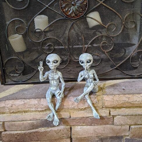 Alien Invasion Ledge Loungers “Peace & Quiet" 10″ H UFO Extraterrestrial Garden Alien Statues Figurine Set – Alien Gray in Saudi Arabia