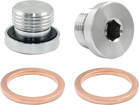 Hordion 2Pcs M18 x 1.5 Inner Hex Head Pipe Plug Socket 304 Stainless Steel Plug with Copper Washer in Kuwait