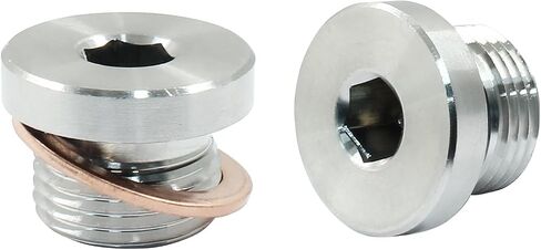 Hordion 2Pcs M18 x 1.5 Inner Hex Head Pipe Plug Socket 304 Stainless Steel Plug with Copper Washer in Kuwait