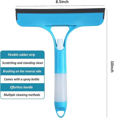 عبوتان من ممسحة دش متعددة الأغراض لباب زجاجي للاستحمام - مع رذاذ وغسالة وممسحة و3 وظائف في 1، أداة تنظيف منزلية مثالية للحمام والنوافذ والمرآة وجدار البلاط والسيارة in Kuwait