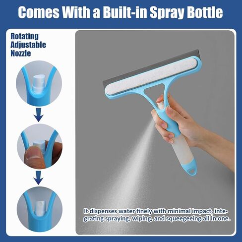 عبوتان من ممسحة دش متعددة الأغراض لباب زجاجي للاستحمام - مع رذاذ وغسالة وممسحة و3 وظائف في 1، أداة تنظيف منزلية مثالية للحمام والنوافذ والمرآة وجدار البلاط والسيارة in Kuwait
