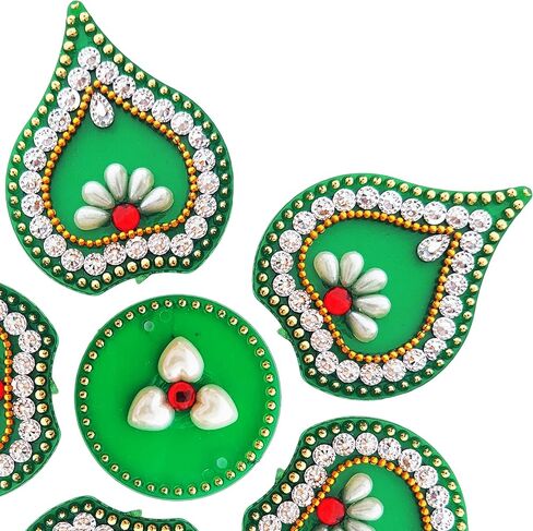 ملصقات رانجولي أكريليك خضراء لملصقات غرفة بوجا رانجولي لديوالي رانجولي | ملصق أرضيات أكريليك بتصميم موداك رانجولي لتزيين المنزل من الأكريليك رانجولي لـ Navratri Diwali مقاس 7 × 7 بوصة in Kuwait