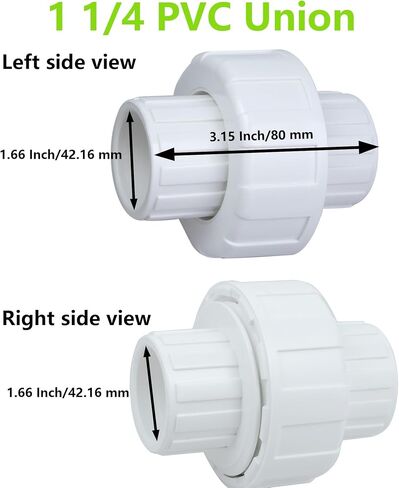 1 1/4"PVC Union Coupling Pipe Fitting (Socket x Socket)，2Pcs， PVC Slip Union Coupling Adapter,Schedule 40, EPDM O-Ring,White in Saudi Arabia