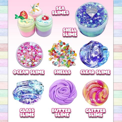 Mini Unicorn & Mermaid Slime Kit for Girl and Boys Premade Slime Kit Butter, Fluffy, Clear, Glitter Slime with Many Charms and Add-inns in Saudi Arabia