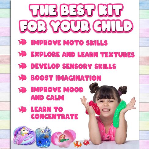 Mini Unicorn & Mermaid Slime Kit for Girl and Boys Premade Slime Kit Butter, Fluffy, Clear, Glitter Slime with Many Charms and Add-inns in Saudi Arabia