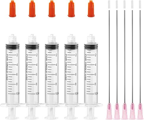 otwooi Syringes with 18 Ga Blunt Tip Needle, for Precision Liquid Handling and Refilling - 5ml 10ml 20ml 30ml Syringe Blunt Needles, Ideal for Liquids, Adhesives, and Oils(10ml, 5pcs) in Saudi Arabia
