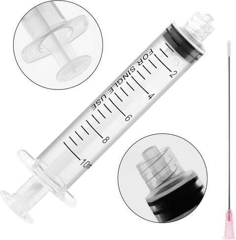 otwooi Syringes with 18 Ga Blunt Tip Needle, for Precision Liquid Handling and Refilling - 5ml 10ml 20ml 30ml Syringe Blunt Needles, Ideal for Liquids, Adhesives, and Oils(10ml, 5pcs) in Saudi Arabia