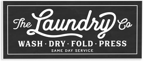 The Stupell Home Decor Collection Vintage Laundry Sign Cursive Typography Wall Plaque Art, 7 x 0.5 x 17, Proudly Made in USA - wrp-1149_wd_7x17 in Saudi Arabia
