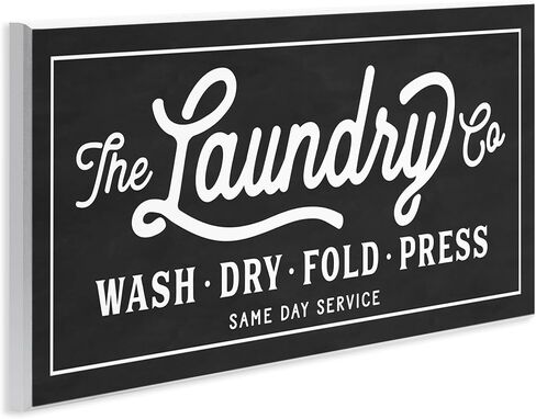 The Stupell Home Decor Collection Vintage Laundry Sign Cursive Typography Wall Plaque Art, 7 x 0.5 x 17, Proudly Made in USA - wrp-1149_wd_7x17 in Saudi Arabia
