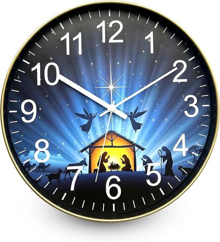 The Prayer Clock - Nativity Version 12" Gold Trim in Saudi Arabia