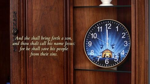 The Prayer Clock - Nativity Version 12" Gold Trim in Saudi Arabia