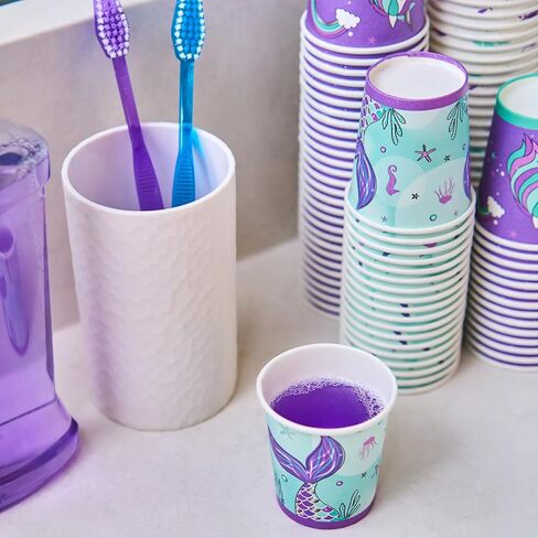 أكواب غسول الفم ROYAL BLUEBONNET سعة 3 أونصة - 300 كوب صغير أرجواني، أكواب حمام للأطفال للاستعمال مرة واحدة، أكواب شطف الفم، أكواب وجبات خفيفة صغيرة على شكل حورية البحر لأعياد الميلاد، أكواب حمام ورقية، أكواب ورقية صغيرة للحمام in Saudi Arabia
