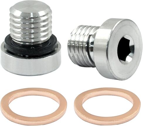 Hordion 2Pcs M18 x 1.5 Inner Hex Head Pipe Plug Socket 304 Stainless Steel Plug with Copper Washer in Kuwait