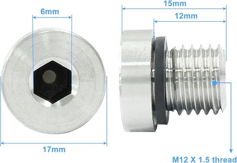 Hordion 2Pcs M18 x 1.5 Inner Hex Head Pipe Plug Socket 304 Stainless Steel Plug with Copper Washer in Kuwait
