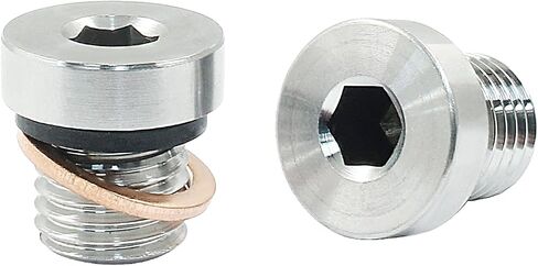 Hordion 2Pcs M18 x 1.5 Inner Hex Head Pipe Plug Socket 304 Stainless Steel Plug with Copper Washer in Kuwait