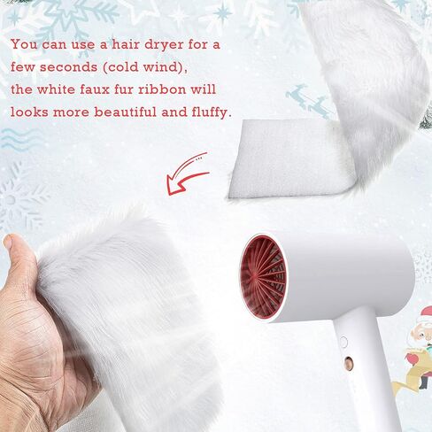 4 Rolls Christmas White Faux Fur Ribbon Trim Artificial Fur Fabric Roll Holiday Craft for Christmas Tree, Holiday Garland Winter Wreath Bows Clothing Party Embellishment (2 Inches x 4 Yards) in Kuwait