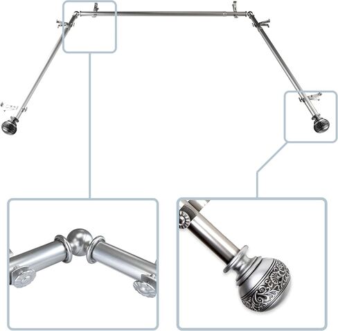 13/16" Nathan Bay Window Curtain rod 20-36", 38-72" - Satin Nickel in Saudi Arabia