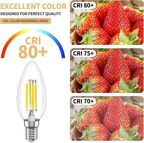 E12 LED Bulb Candelabra 40W Equivalent LED Chandelier Light Bulbs, 2700K Warm White, Non-Dimmable, 450Lumens Vintage LED Edison Bulb, CRI 80+, Clear Glass, Pack of 6 in Saudi Arabia