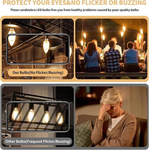 E12 LED Bulb Candelabra 40W Equivalent LED Chandelier Light Bulbs, 2700K Warm White, Non-Dimmable, 450Lumens Vintage LED Edison Bulb, CRI 80+, Clear Glass, Pack of 6 in Saudi Arabia