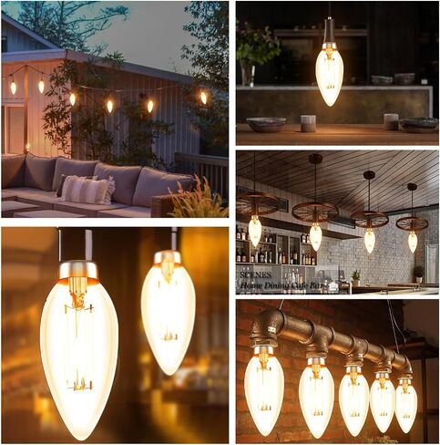 E12 LED Bulb Candelabra 40W Equivalent LED Chandelier Light Bulbs, 2700K Warm White, Non-Dimmable, 450Lumens Vintage LED Edison Bulb, CRI 80+, Clear Glass, Pack of 6 in Saudi Arabia