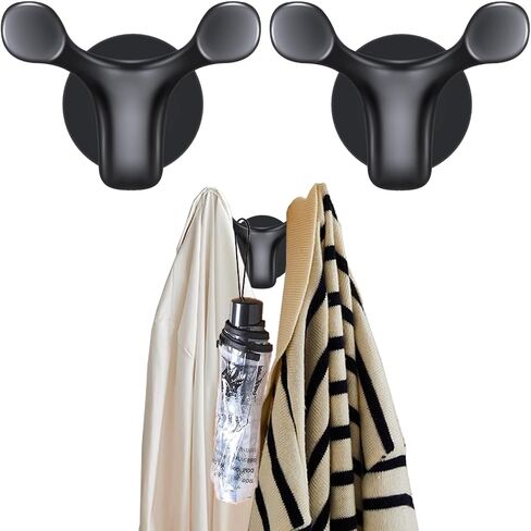 2PCS Heavy Duty Magnetic Double Hooks, Rubber Coated Magnetic Double Hooks for Coats Hats Bags Keys Towels Black Powerful Magnet Hooks for Metal Surfaces in Home Office Garage Cruise RV in Saudi Arabia