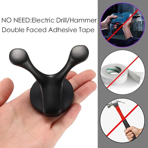 2PCS Heavy Duty Magnetic Double Hooks, Rubber Coated Magnetic Double Hooks for Coats Hats Bags Keys Towels Black Powerful Magnet Hooks for Metal Surfaces in Home Office Garage Cruise RV in Saudi Arabia