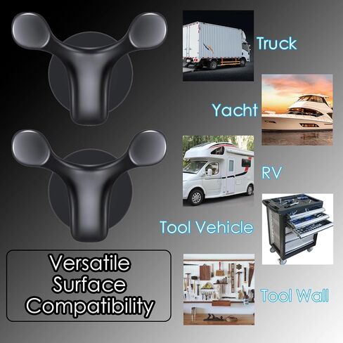 2PCS Heavy Duty Magnetic Double Hooks, Rubber Coated Magnetic Double Hooks for Coats Hats Bags Keys Towels Black Powerful Magnet Hooks for Metal Surfaces in Home Office Garage Cruise RV in Saudi Arabia