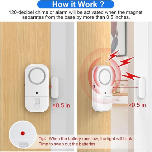 Door Window Alarm Sensors - Door Alarms for Kids Safety, Door Alarms for Home Security, for Home, Office, Store, Garage, Dorm Room, Apartment, RV, 8 Pack in Saudi Arabia