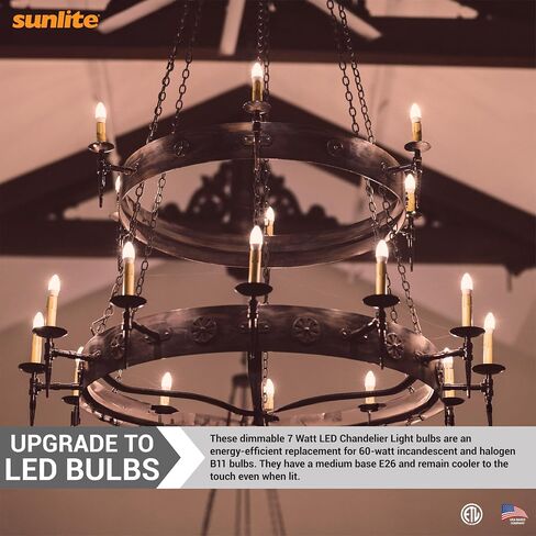 لمبة إضاءة ثريا Sunlite 41380-SU LED Torpedo Tip B11، 7 واط (ما يعادل 60 واط)، 500 لومن، قاعدة متوسطة (E26)، قابلة للتعتيم، 27 ك - أبيض دافئ، 6 عبوات، صقيع in Saudi Arabia