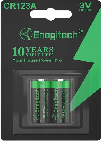 Enegitech CR123A Lithium Battery Non-Rechargeable 3V 1600mAh with PTC Protection for Alarm System Camera Smoke Detector Flashlight Torch Laser Pointer 12 Pack in Saudi Arabia
