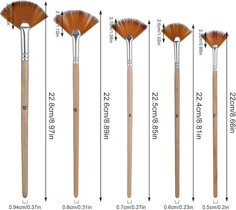 Prasacco 5 Pieces Fan Brush for Painting, Oil Acrylic Paint Brushes Artist Fan Brushes Nylon Hair Long Wood Handle Painting Brush for Acrylic Watercolor Oil Gouche Painting in Kuwait