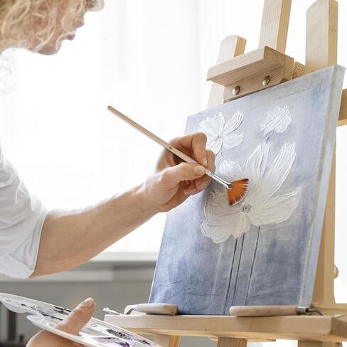 Prasacco 5 Pieces Fan Brush for Painting, Oil Acrylic Paint Brushes Artist Fan Brushes Nylon Hair Long Wood Handle Painting Brush for Acrylic Watercolor Oil Gouche Painting in Kuwait