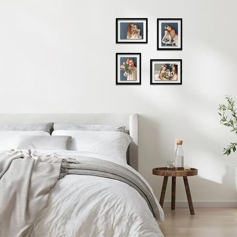WIFTREY 5x7 Floating Picture Frames Set of 4, Black Rustic Picture Frame 5 x 7 for Wall Hanging, Double Glass Family Photo Frame Display any Size up to 7x9 in Saudi Arabia