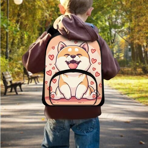 Kids 3 in 1 School Bag Set Corgi School Backpacks 12 Inch Schoolbag for Elementary Kindergarten School Animal Print Bookbag with Lunch Box and Pencil Case in Saudi Arabia