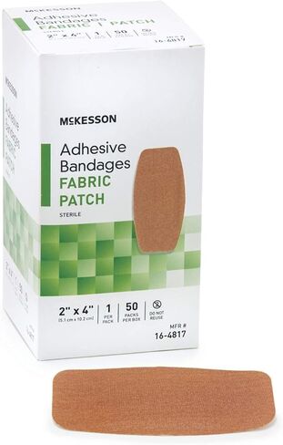 MCK العلامة التجارية 48172000 شريط لاصق Medi-Pak أداء النسيج 2 × 4 بوصة مستطيل أسمر 16-4817 صندوق من 50 in Saudi Arabia