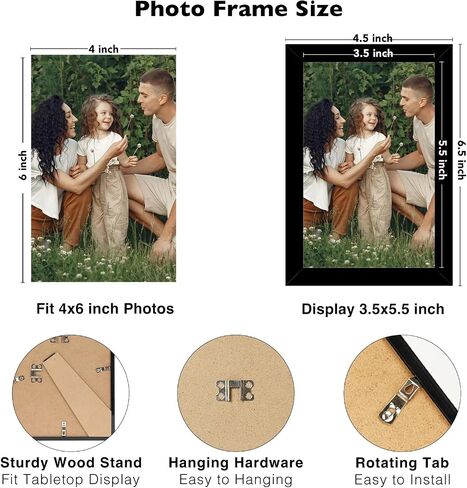 18 Packs 4x6 Picture Frames Black, 4x6 Frames Bulk, Gallery Wall Frame Set, 4 by 6 Frame Set of 18, Collage Wall Decor Photo Frames Set for Wall Hanging and Tabletop, Black in Saudi Arabia