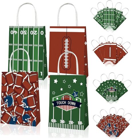 12Pcs Sports Party Gift Bags with Tissue Paper Baseball Football Soccer Basketball Gift Goodie Favor Bags with Handle for Baseball Theme Party Girls Boys Birthday Decoration (White, Baseball) in Saudi Arabia