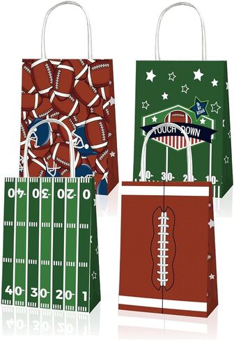 12Pcs Sports Party Gift Bags with Tissue Paper Baseball Football Soccer Basketball Gift Goodie Favor Bags with Handle for Baseball Theme Party Girls Boys Birthday Decoration (White, Baseball) in Saudi Arabia