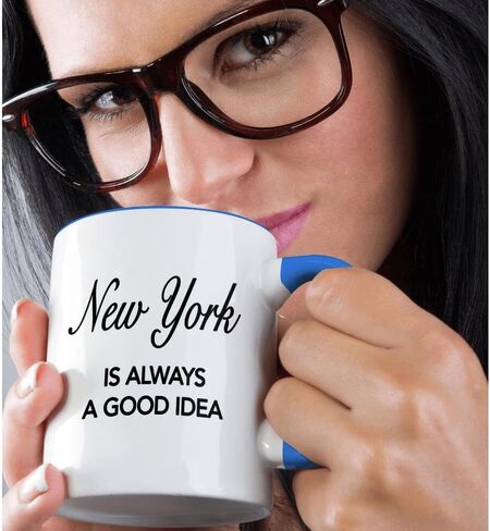 3dRose New York is Always A Good Idea Two Tone Mug, 11 oz, Black in Saudi Arabia