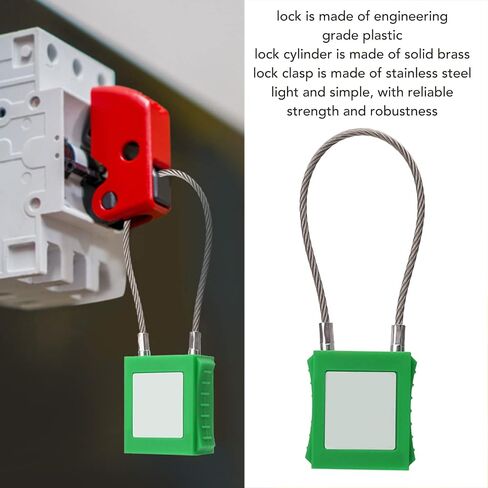 Lockout Tagout Safety Padlock, 85mm Shackle Steel Cable Locks with 2 Key for Lock Out Tag Out Stations, Multi Color Optional(Green) in Saudi Arabia