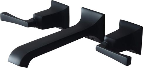 SITGES Bathroom Wall Faucet, Heavy Duty, Brass Constructed Wall Mount Faucet with Metal Lever Handles, Rough in Valve Included (Matte Black) in Saudi Arabia