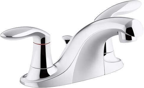 KOHLER K-15241-4DRA-CP Coralais Two-Handle Centerset Bathroom Sink Faucet with Plastic Pop-Up Drain & Lift Rod, Polished Chrome in Saudi Arabia