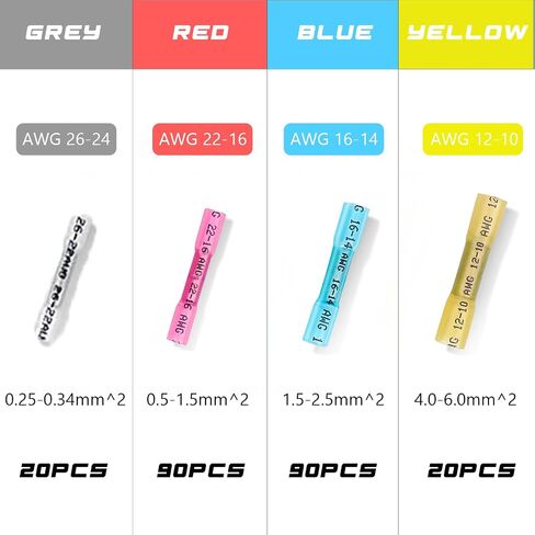 220pcs Heat Shrink Wire Connectors, Marine Grade Electrical Wire Connectors Kit, Butt Connectors Heat Shrink, Insulated Waterproof Crimp Terminals Butt Splice Suitable for Cable,Boat,Wiring in Saudi Arabia