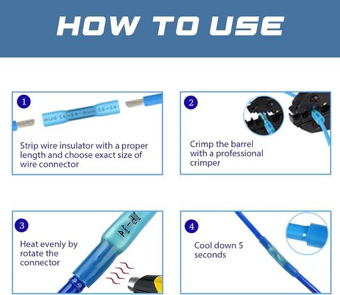 220pcs Heat Shrink Wire Connectors, Marine Grade Electrical Wire Connectors Kit, Butt Connectors Heat Shrink, Insulated Waterproof Crimp Terminals Butt Splice Suitable for Cable,Boat,Wiring in Saudi Arabia